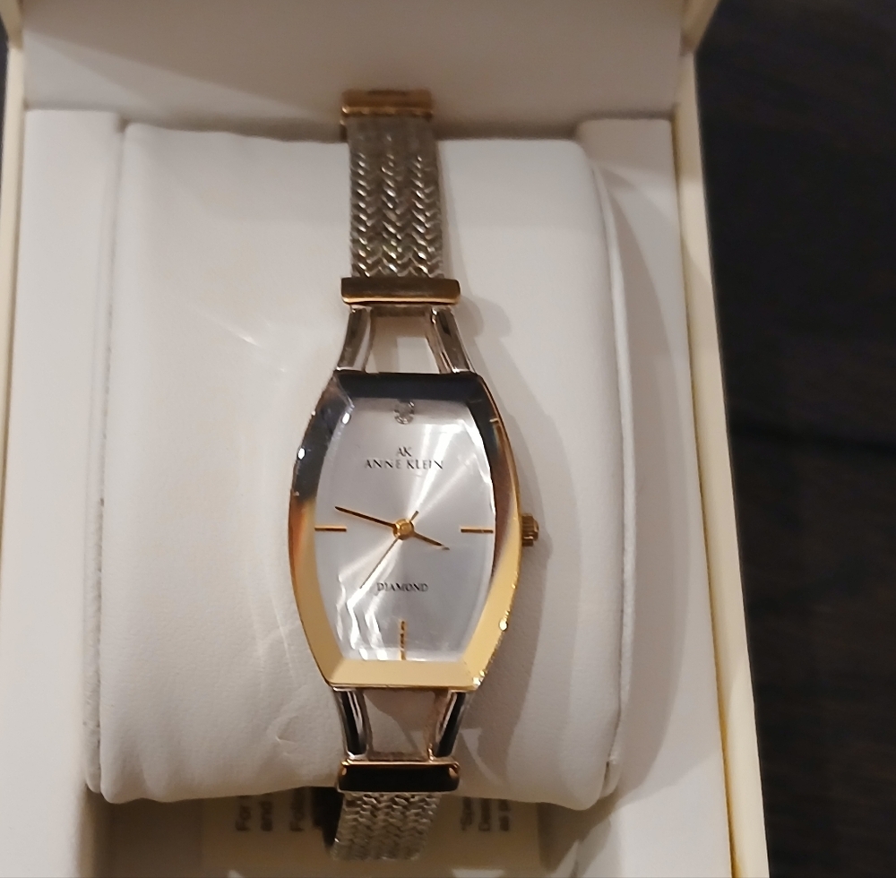 Anne Klein Gold and Silver Toned Diamond Accent Women's Bracelet Watch